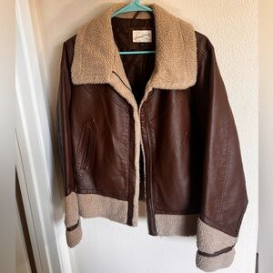Universal Threads Faux Leather and Sherpa Coat